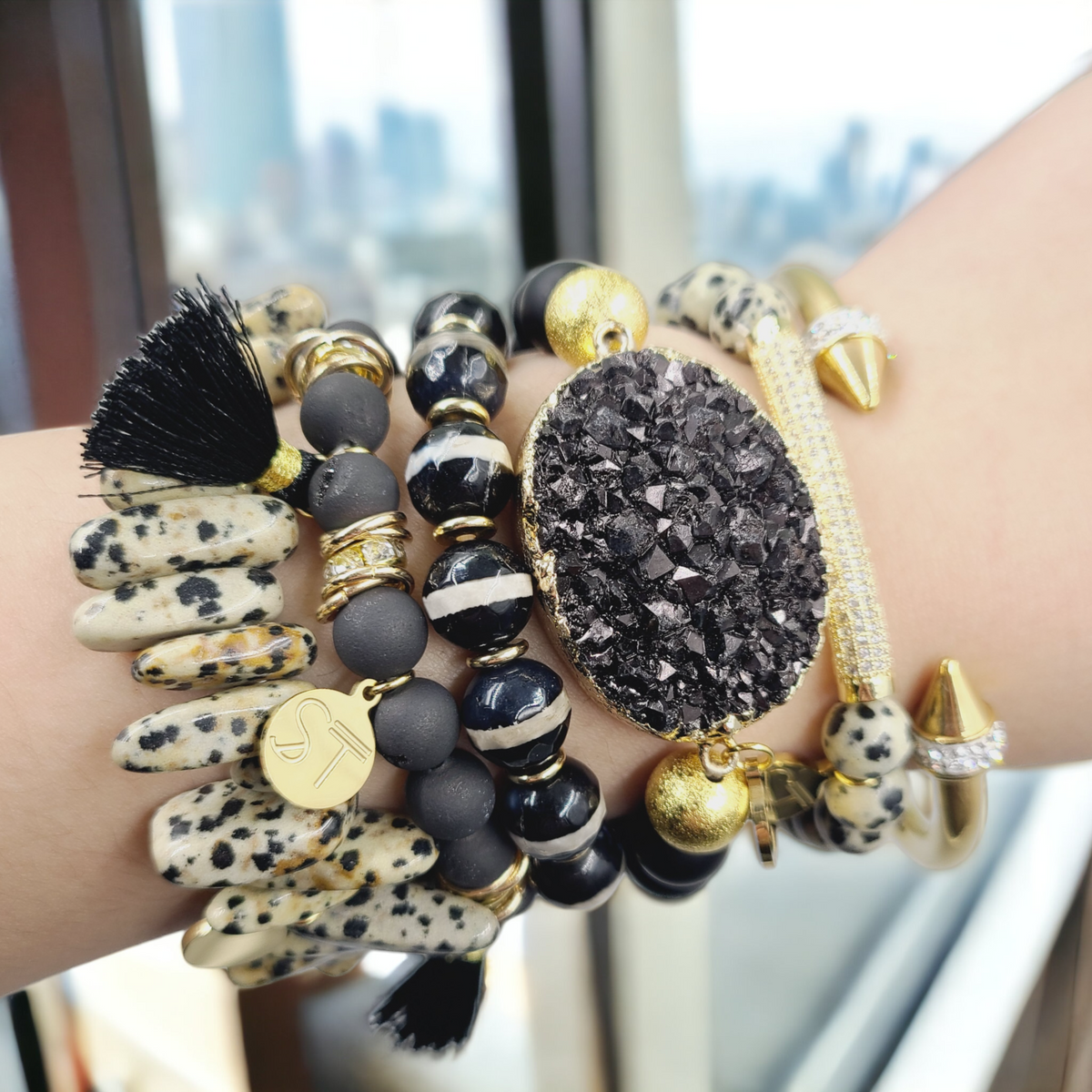 Stone Coal Bracelet Stack